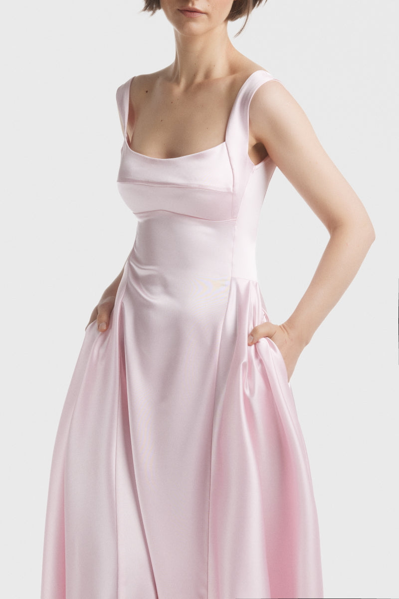 ATU Body Couture Long Robe Pink Satin robe longue rose taille S