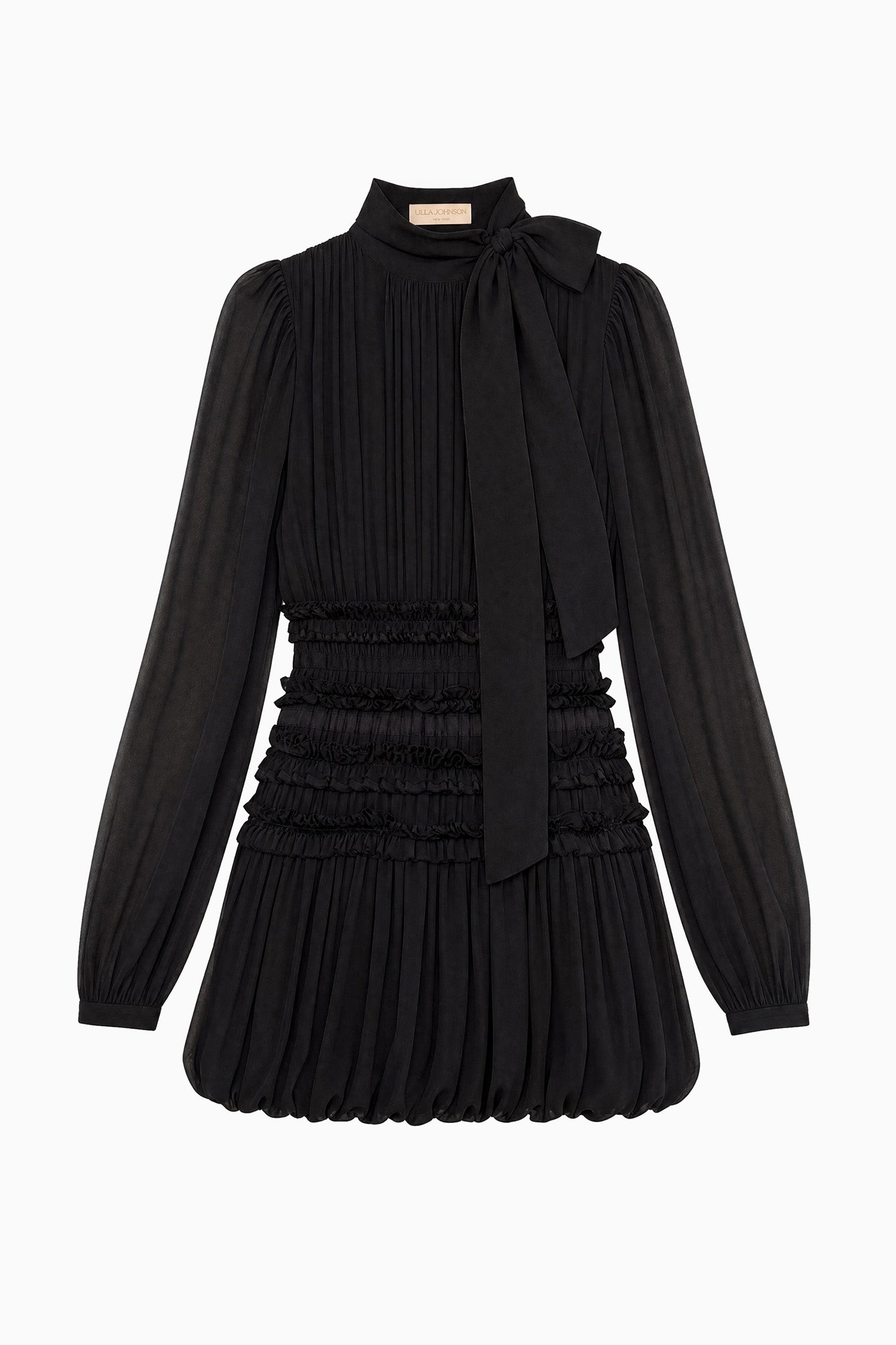 Ulla Johnson Celestine FA260127 robe soie Noir manches longues