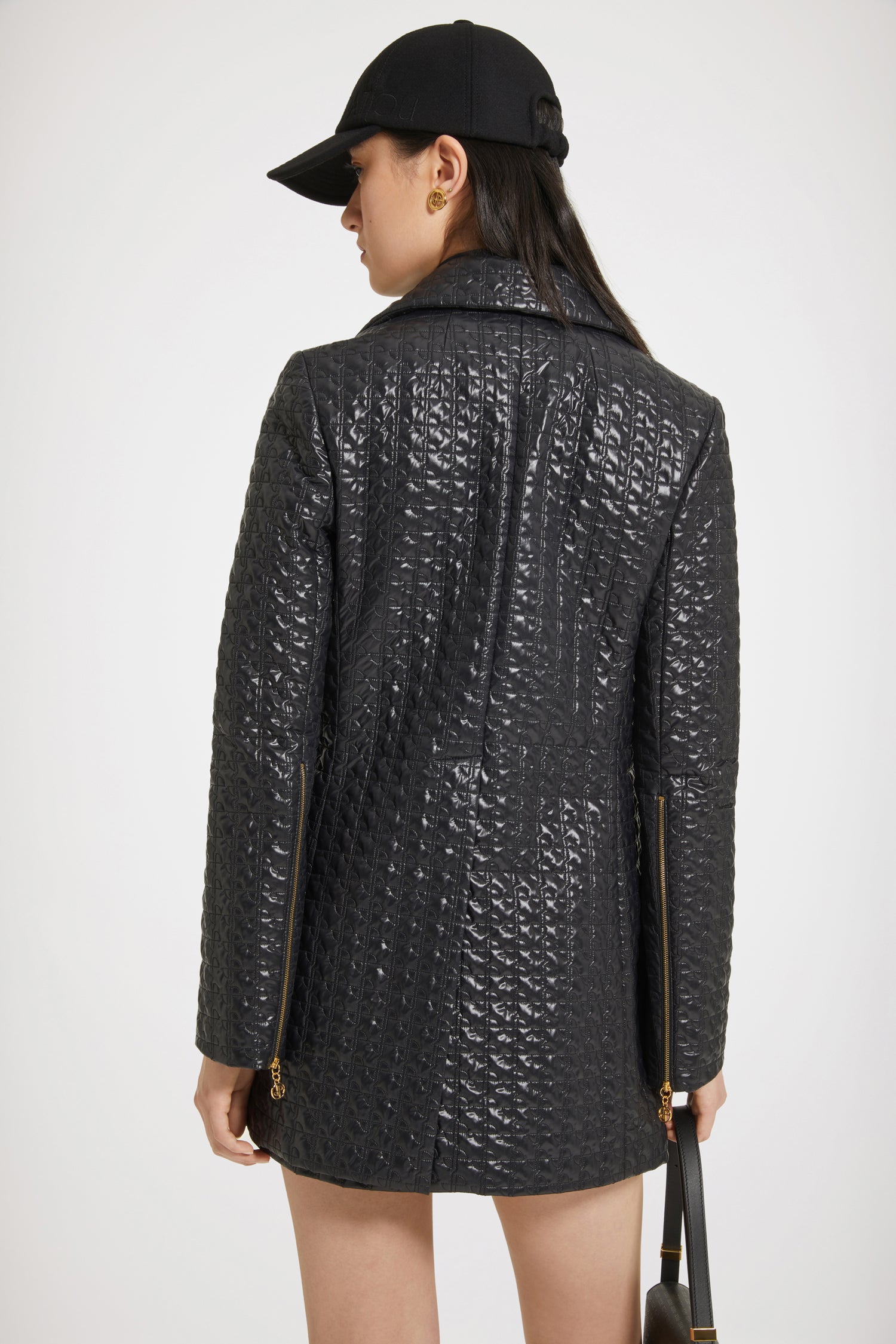 Patou JA033 veste matelassée noire nylon long