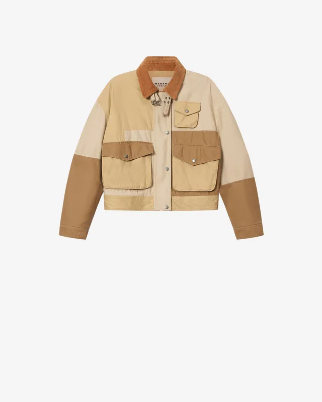 Isabel Marant Risla veste coton beige patchwork courte