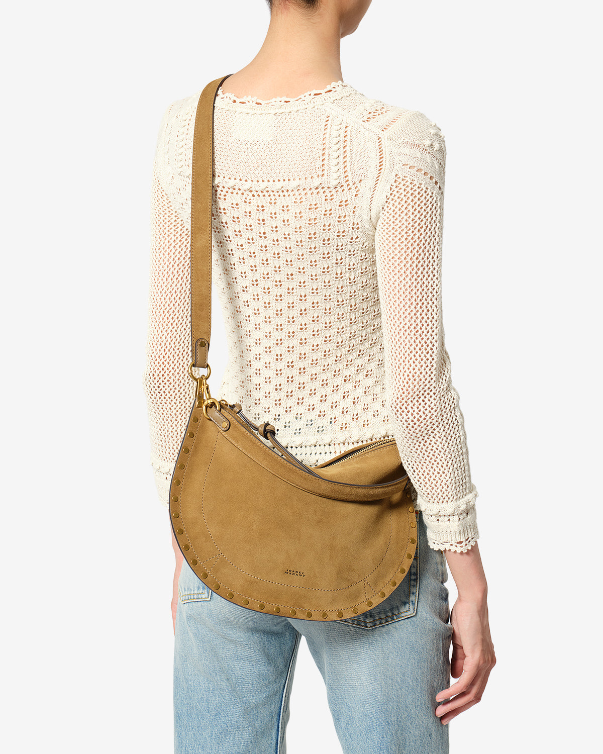 Isabel Marant Oskan Soft Zip sac cuir velours taupe