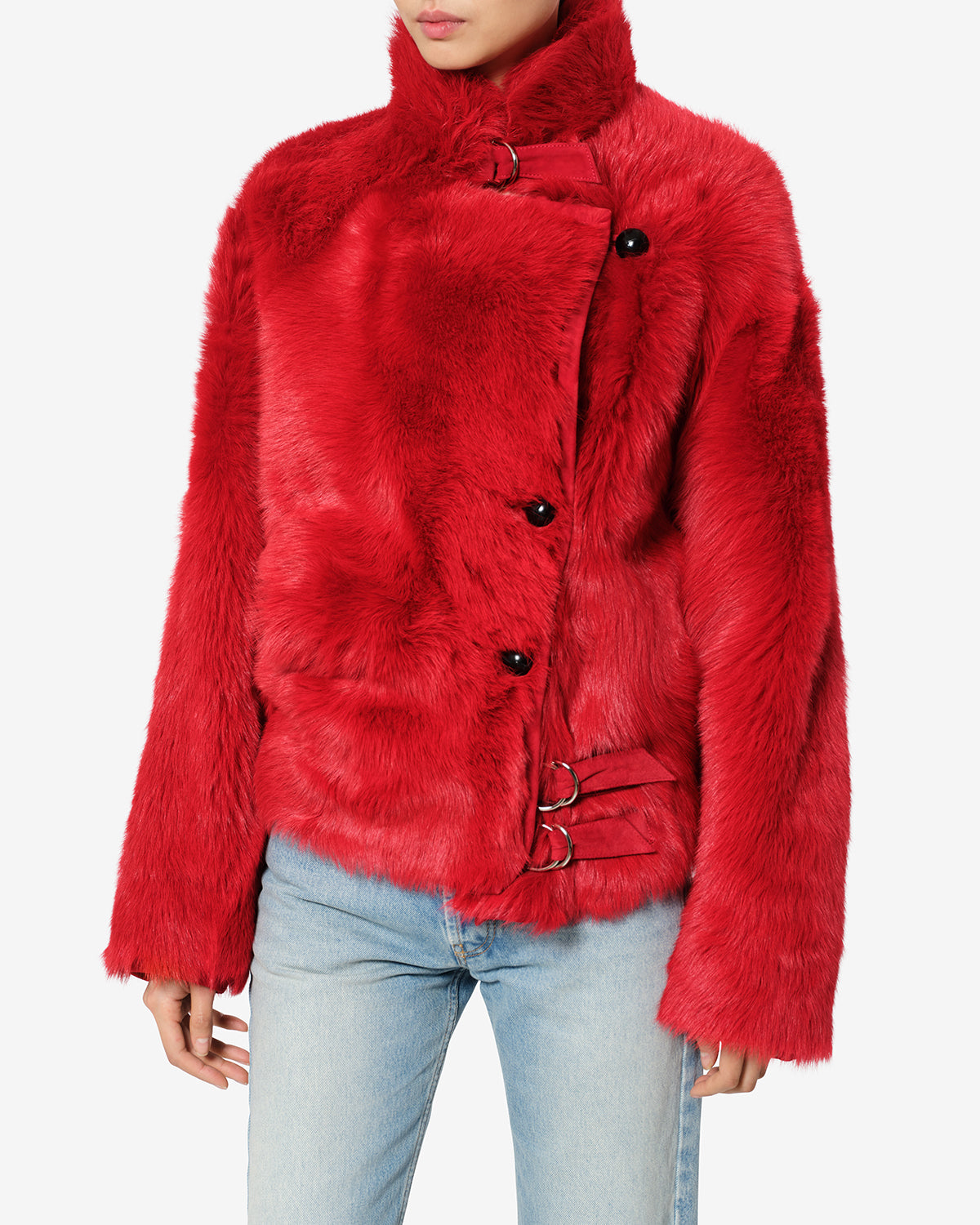 Isabel Marant Roama MA0590FF manteau peau lainée rouge