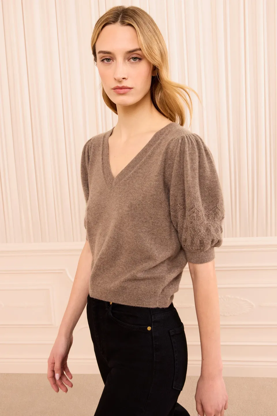 Ulla Johnson Reina Top Cachemire Driftwood Gris Col V
