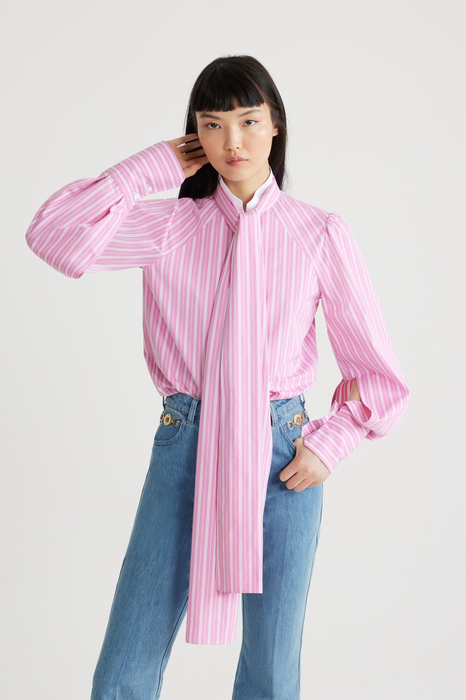 Patou H24BL03401905063 blouse coton Pink Stripes rayée