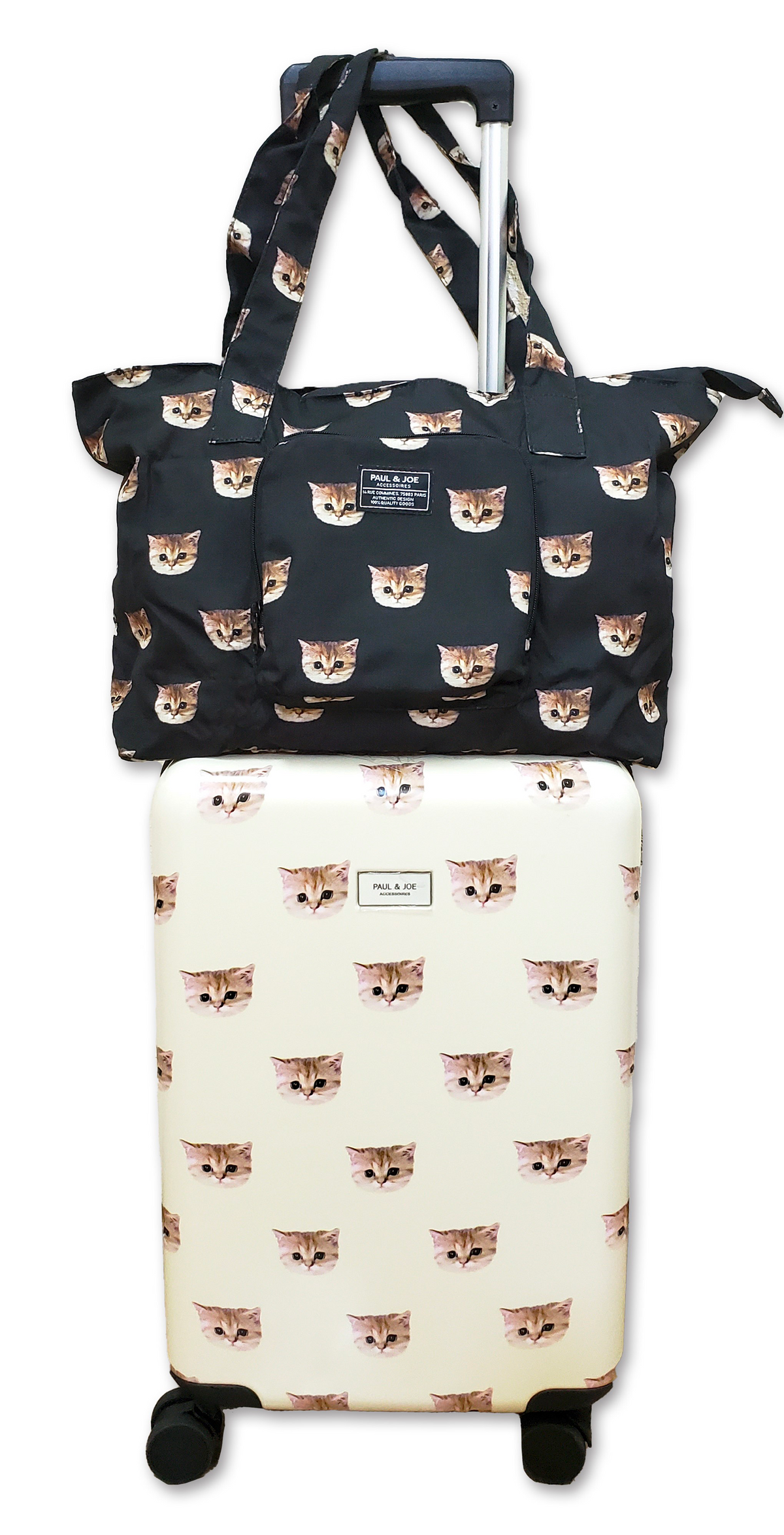 Paul & Joe Nounette sac de transport noir motifs chat pliable