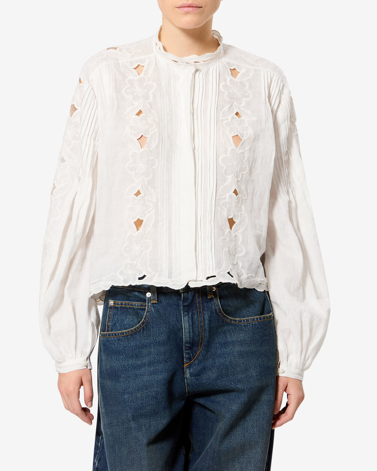 Isabel Marant Rubra HT0964FA blouse blanche broderie anglaise