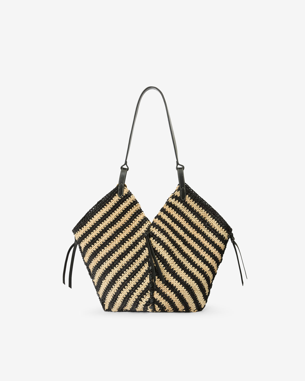 Isabel Marant Tampa sac raphia noir naturel 40 cm