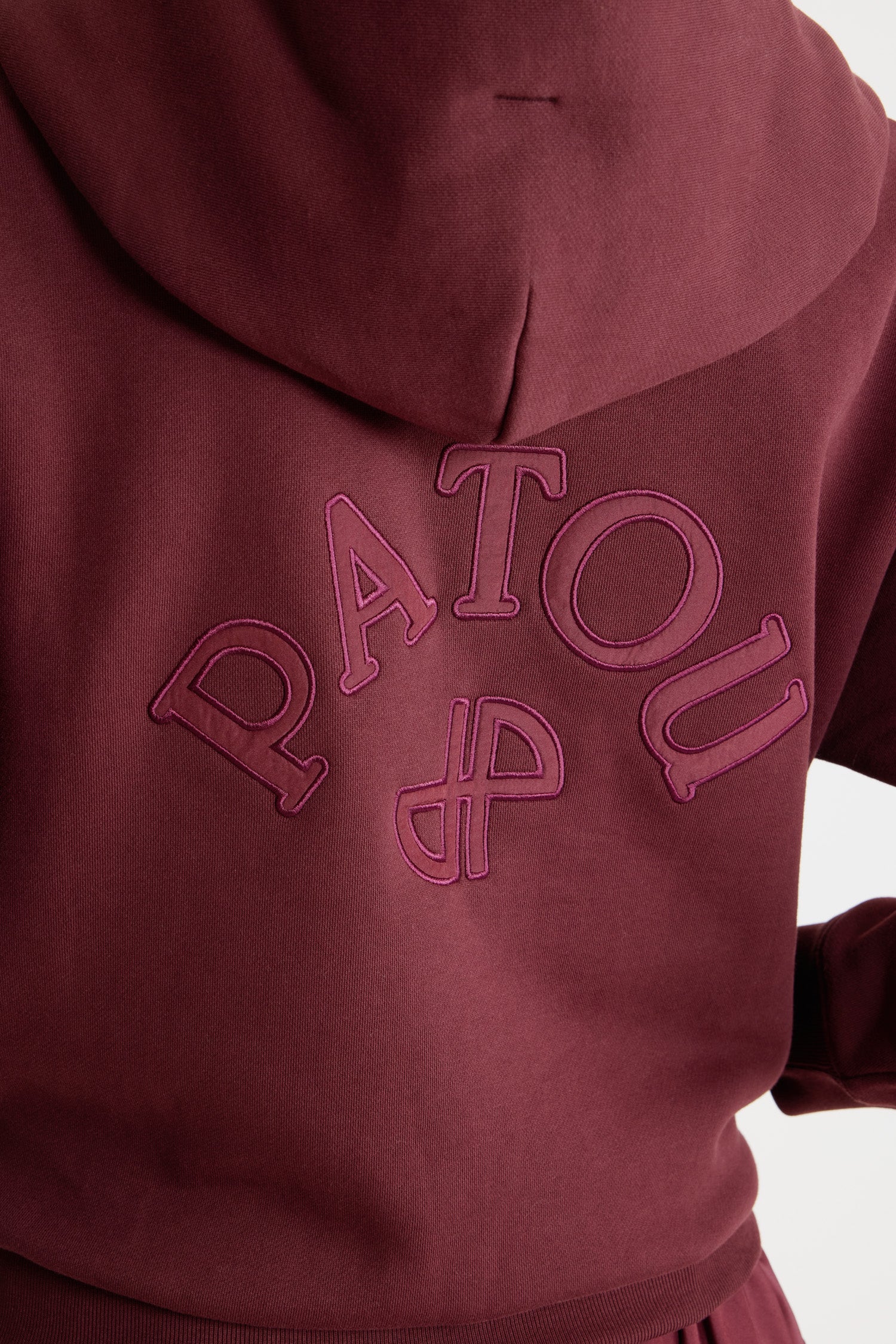 Patou JE196 hoodie syrah coton bio zip logo dos