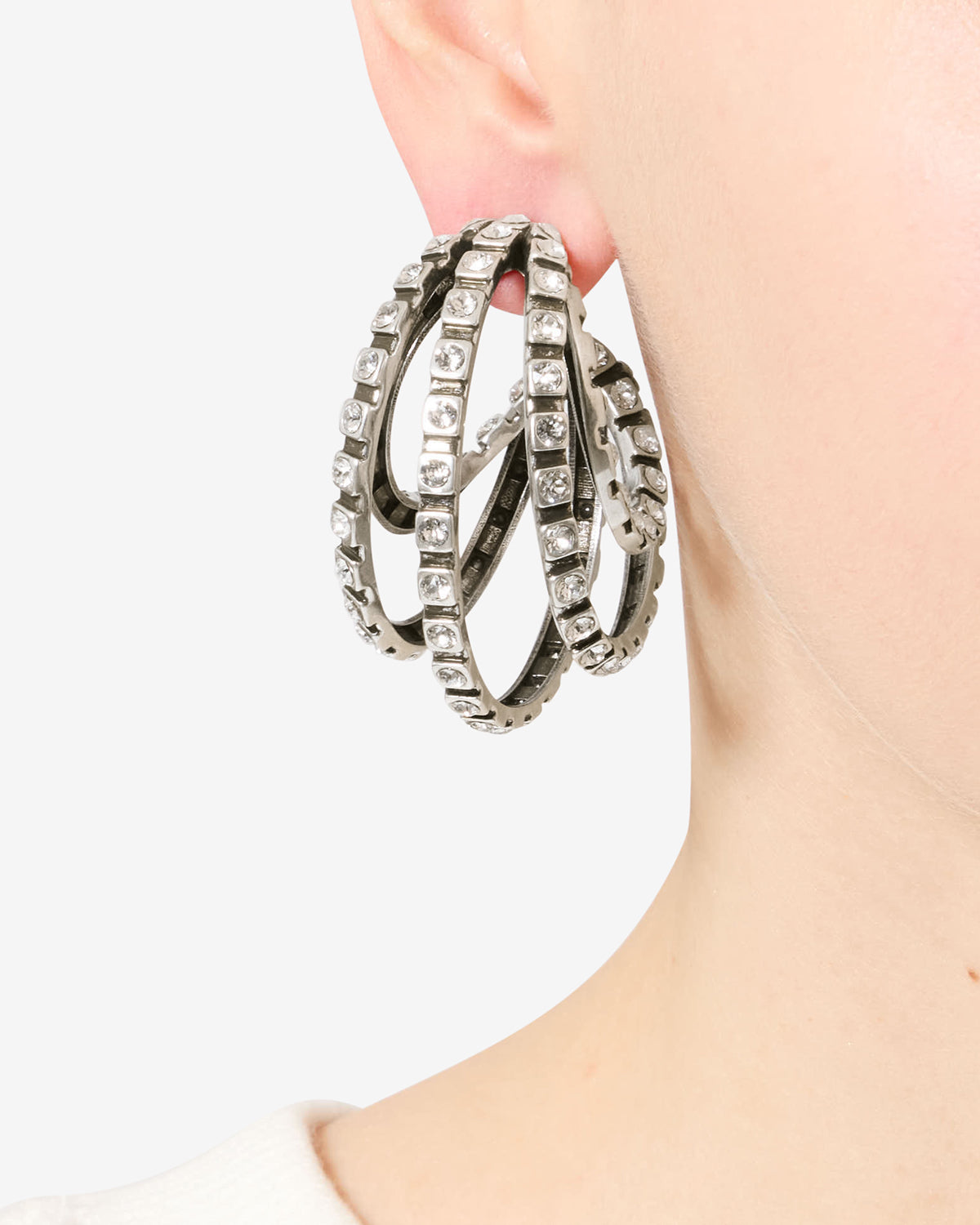 Isabel Marant Bijoux Mona boucles argenté strass