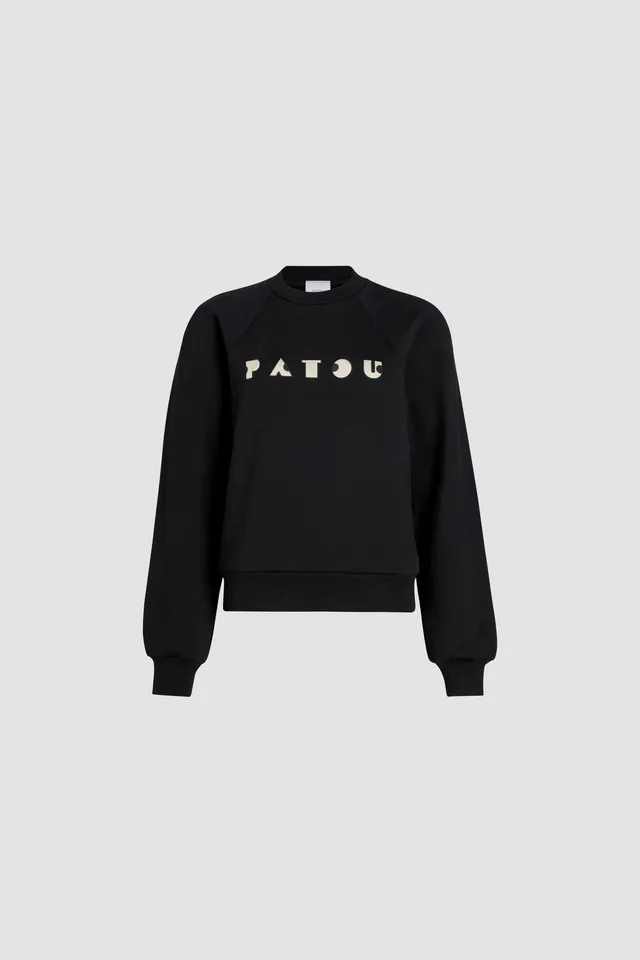 Patou JE129 sweat noir coton bio broderie Art Déco