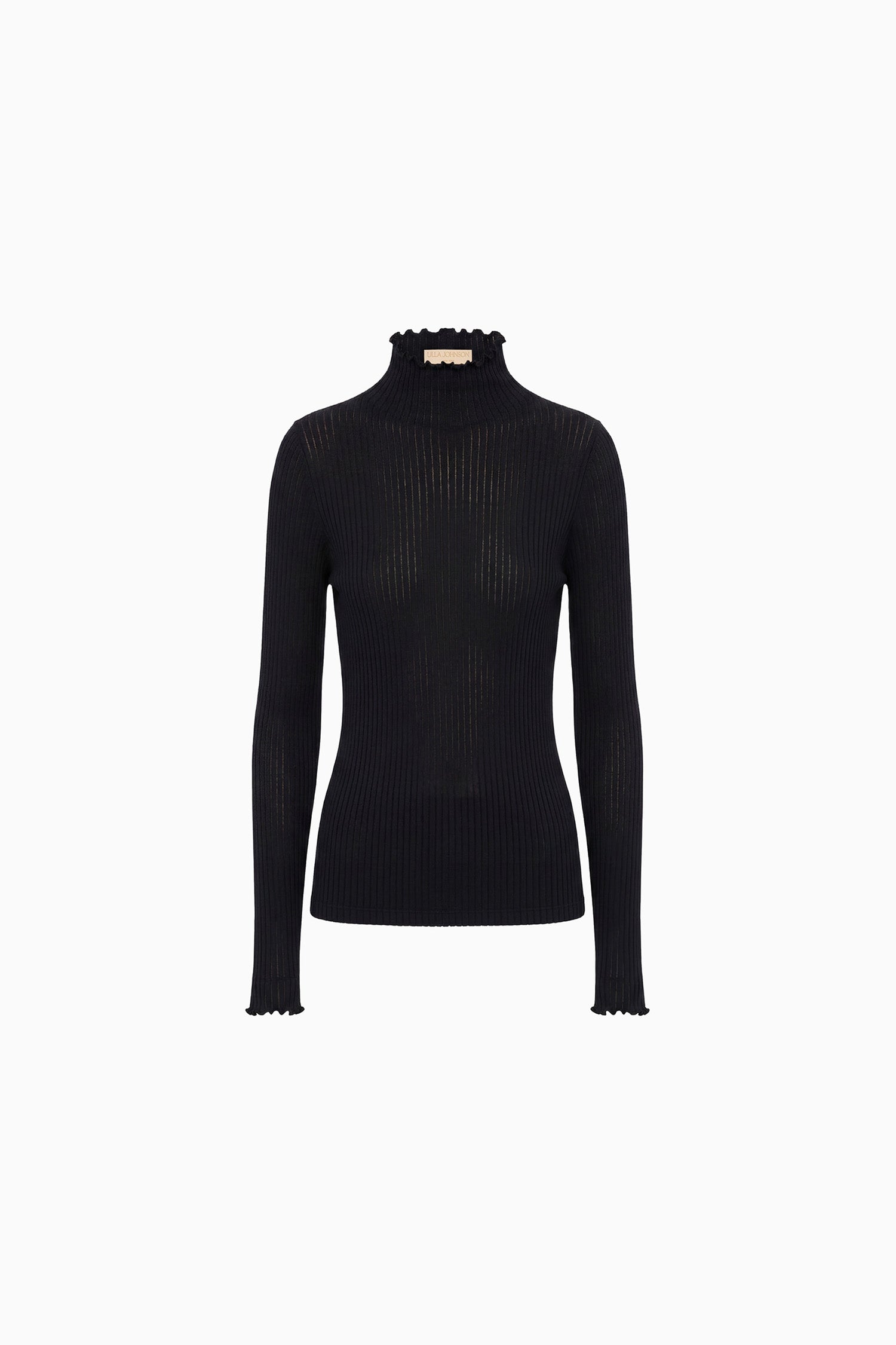 Ulla Johnson Evie top col roulé noir Noir coton soie