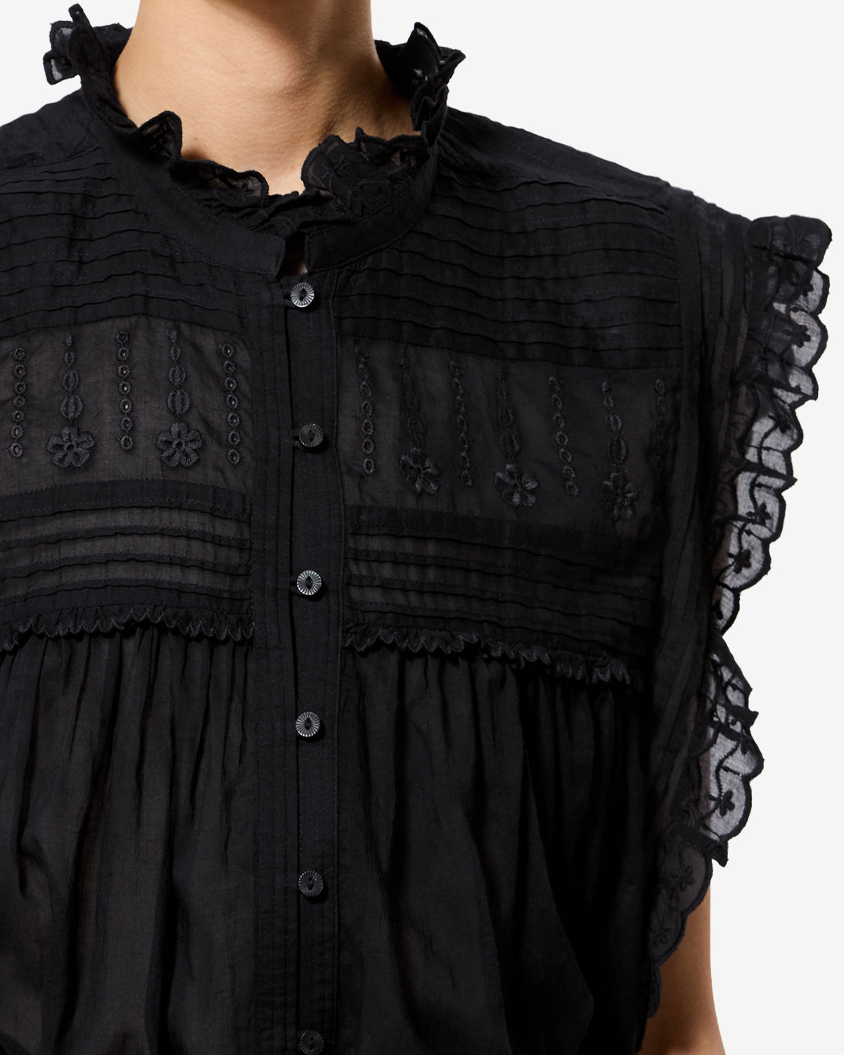 Isabel Marant Dersia top noir voile coton 34-44
