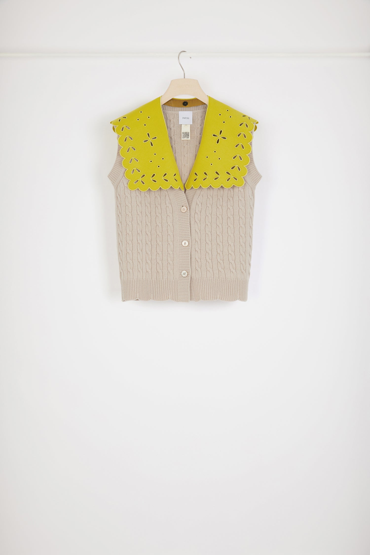 Patou H22KN1068056109B gilet sans manches Biscuit laine merinos
