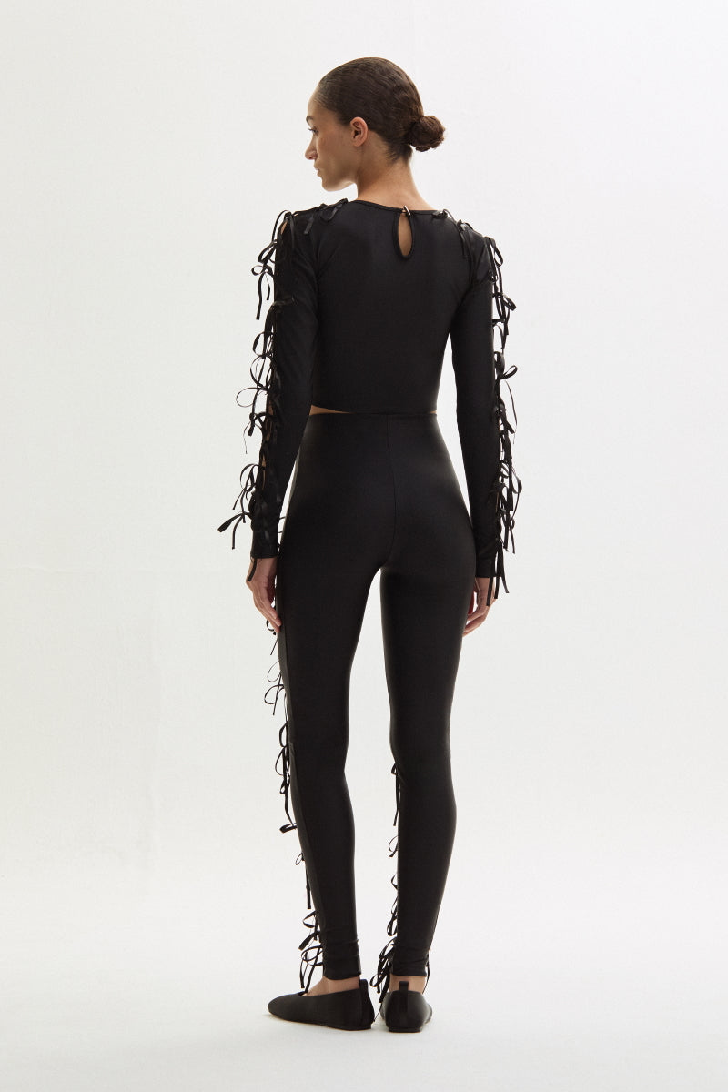 ATU Body Couture Trousers Legging Noir Taille Haute Nœuds