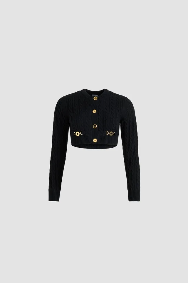Patou KN2598041999B cardigan torsades noir laine cachemire
