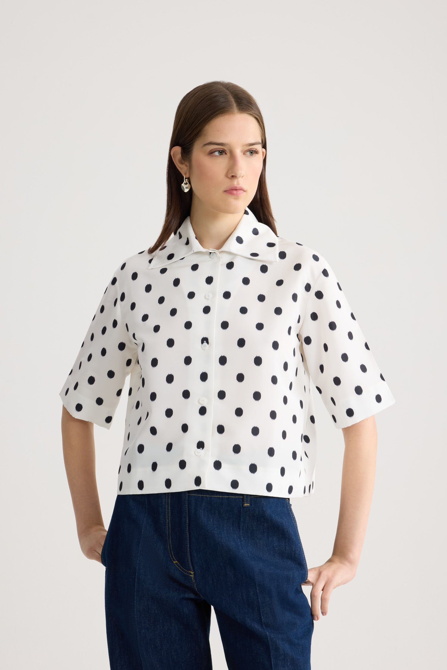 Patou BL059 blouse faille pois Cloud Dancer 34-44