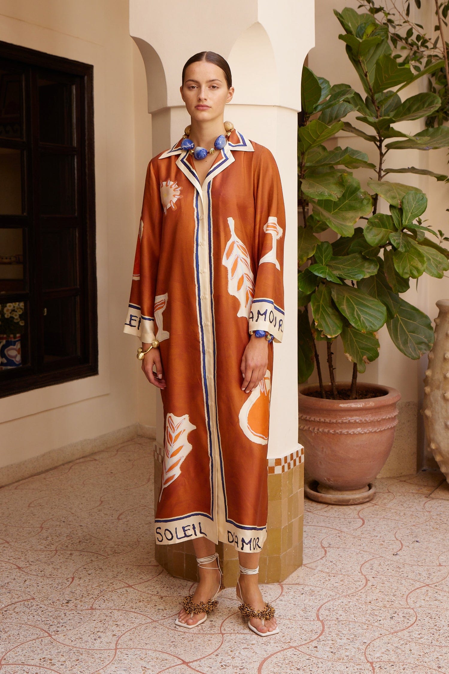 Alemäis Soleil d'Amour Silk Shirtdress robe chemise soie