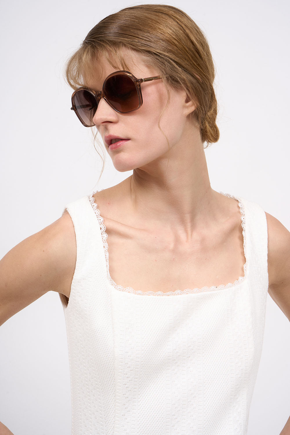 Paul & Joe Olly robe cintrée blanc coton pointelle 36
