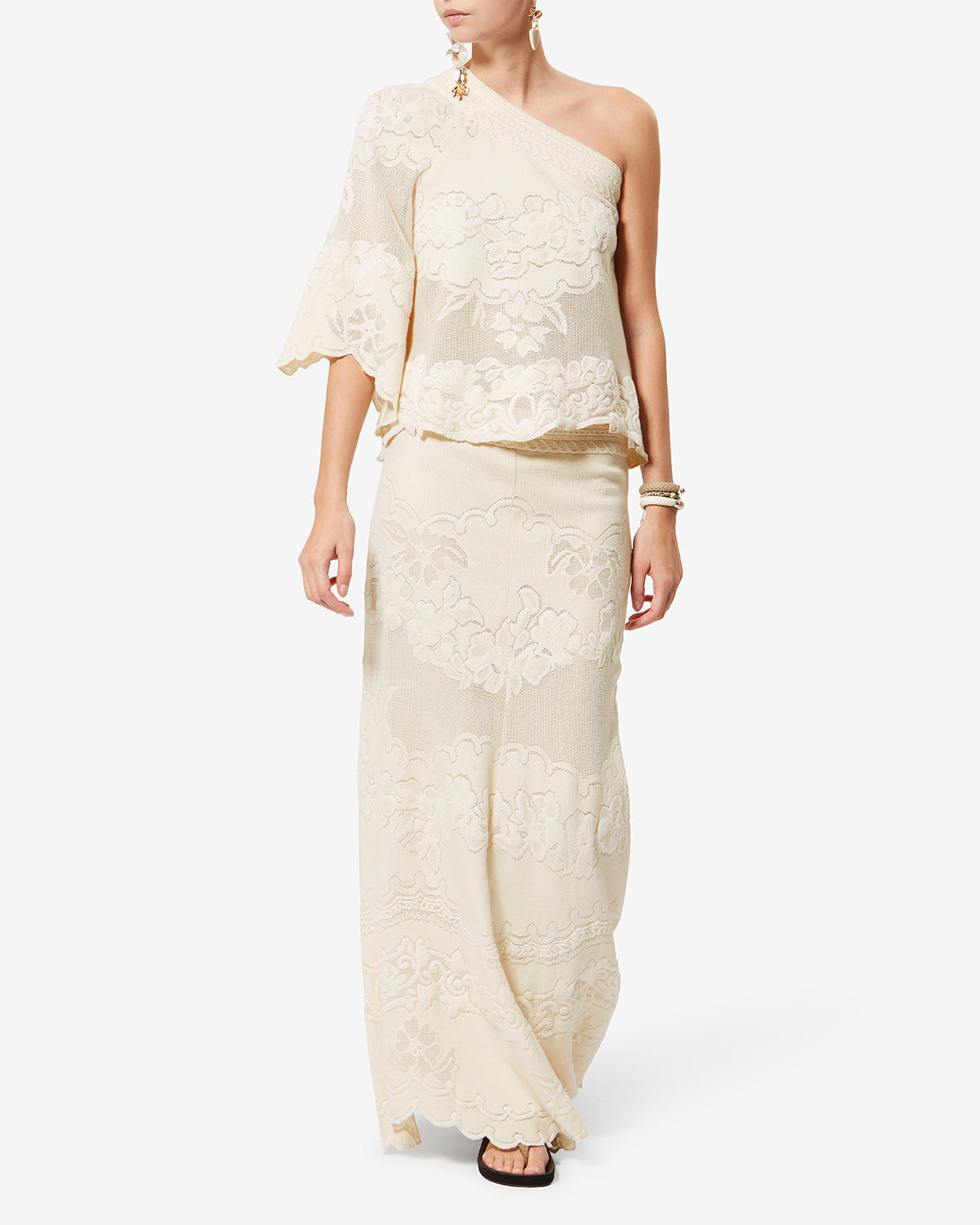 Isabel Marant Shilo top asymétrique écru guipure T1