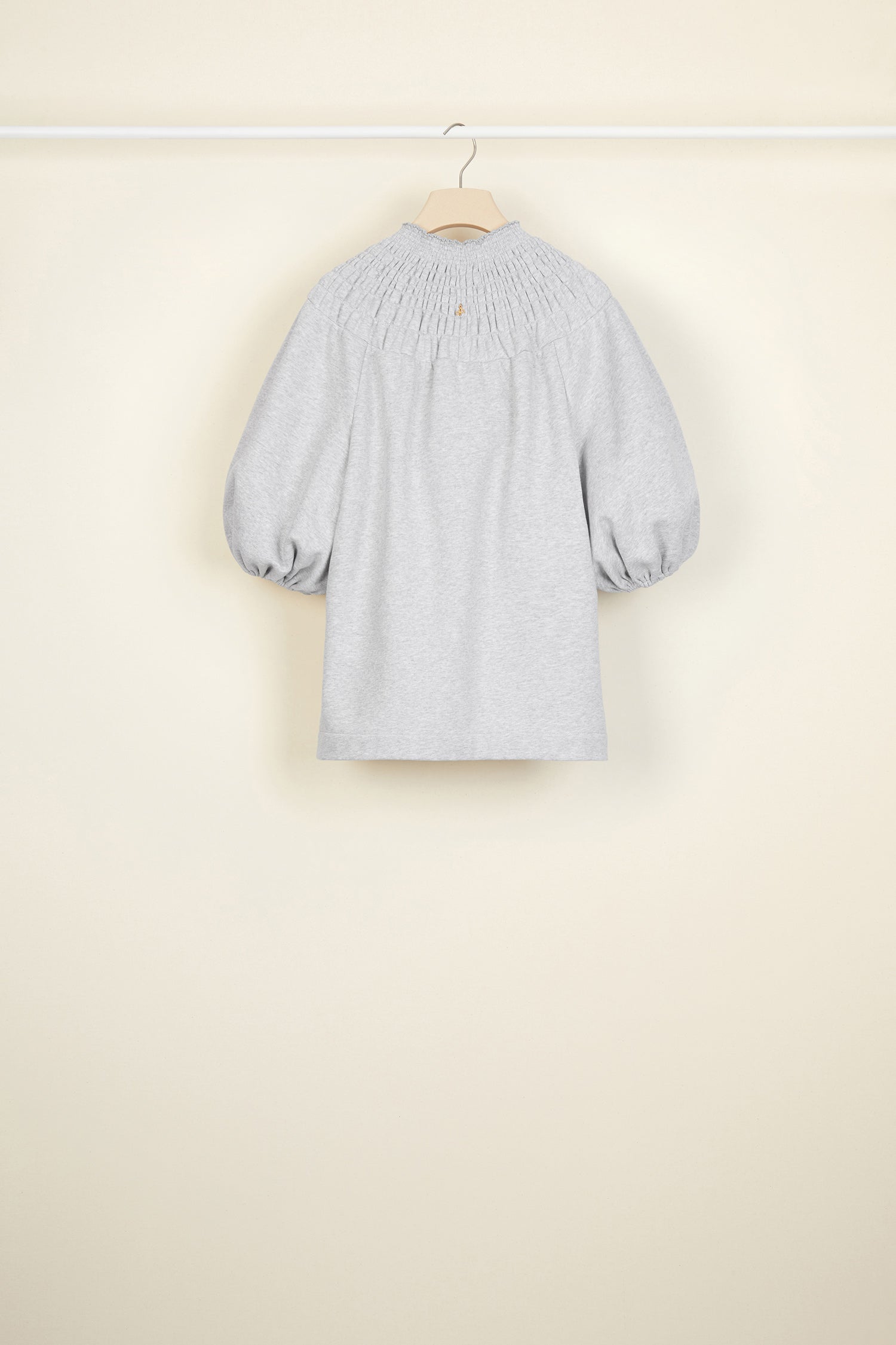 Patou JE004 Sweat coton gris col smocké taille M