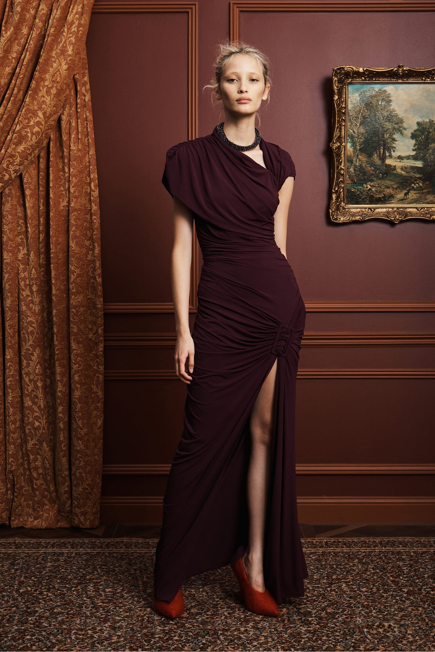 Alemais Eddie robe midi fendue taille AU6 viscose