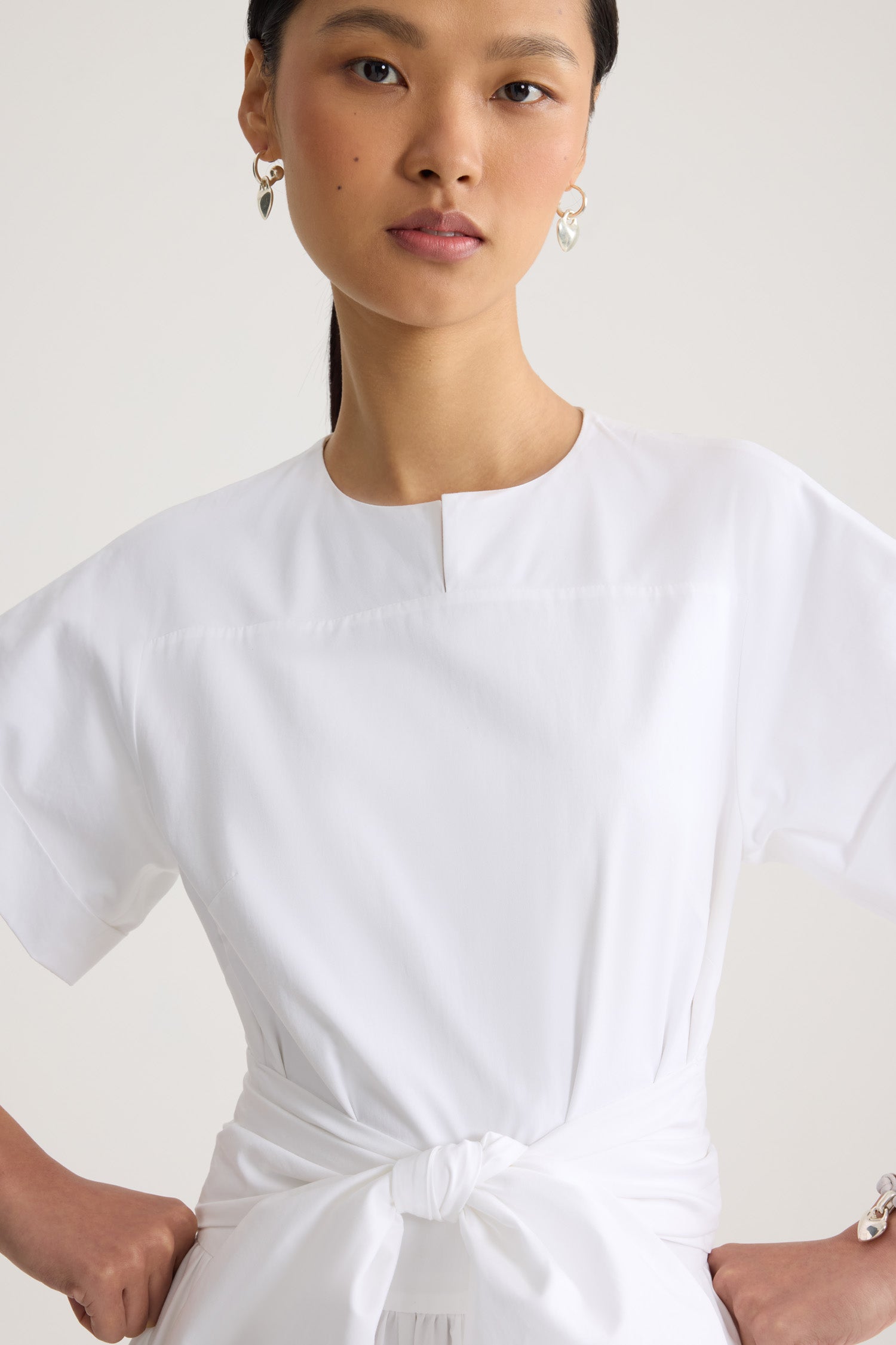 Patou DR241 robe midi blanche coton bio nouée
