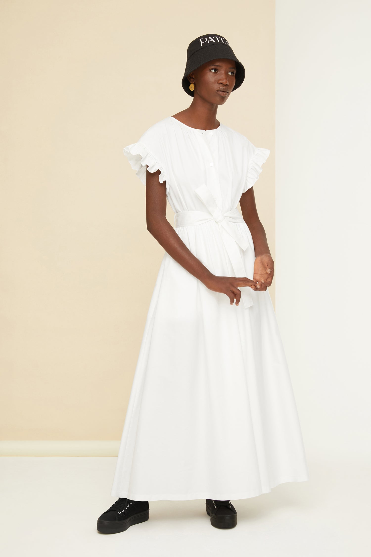 Patou DR087 robe maxi volants coton bio blanche