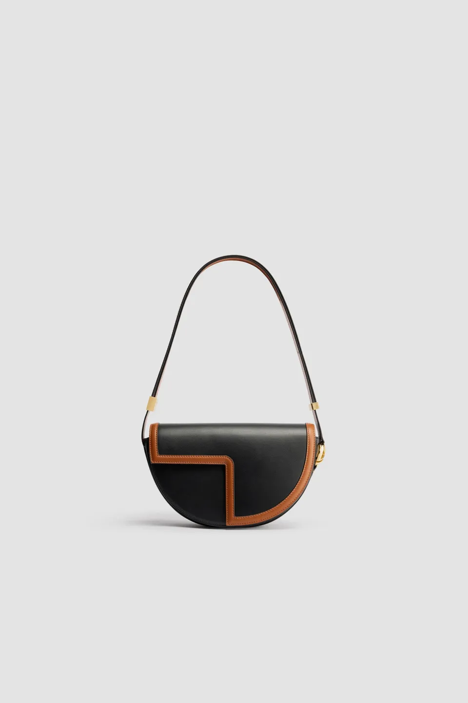 Patou BA018 sac main cuir bicolore noir marron