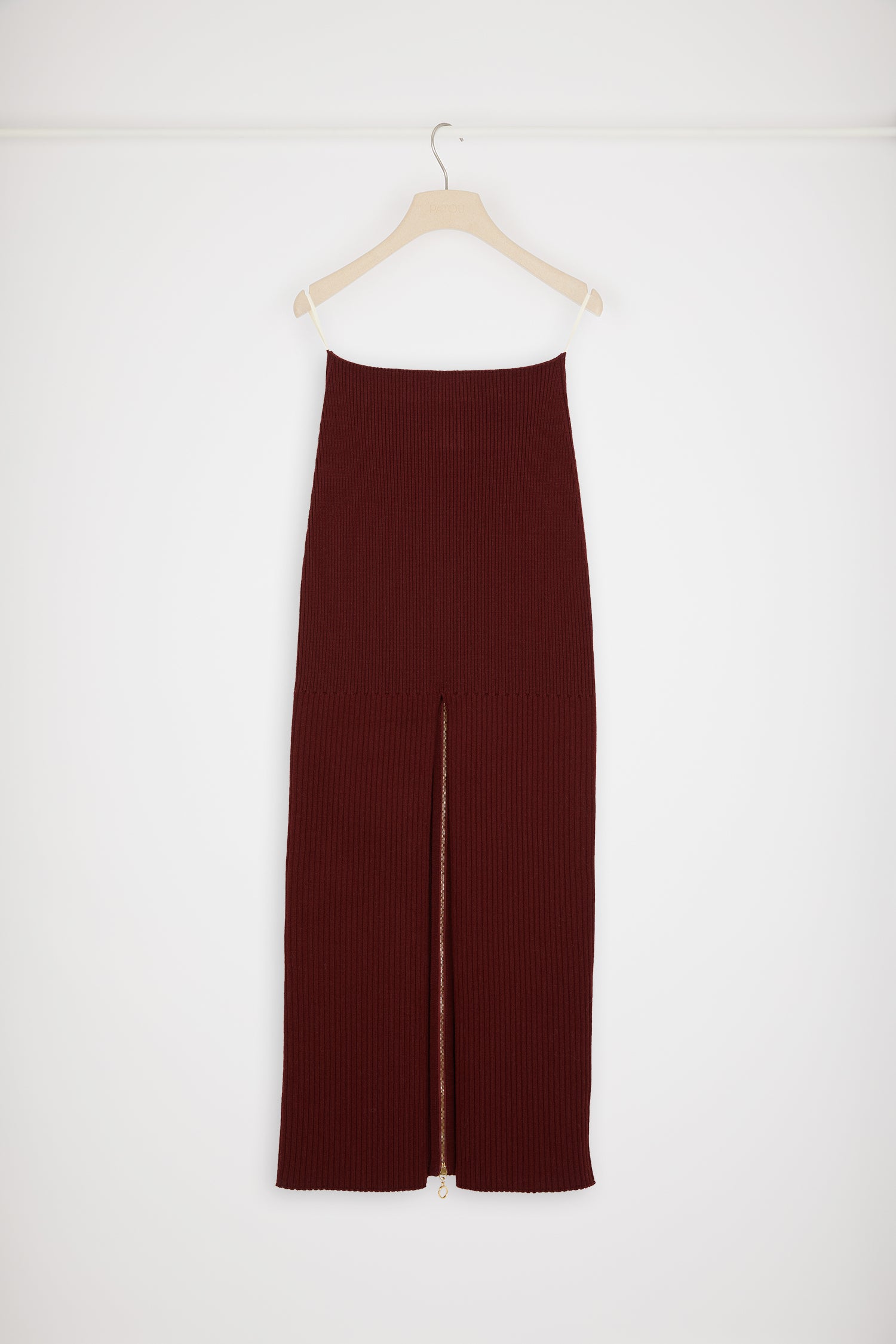 Patou H23KN1368040496B jupe midi laine Ruby Wine fendue