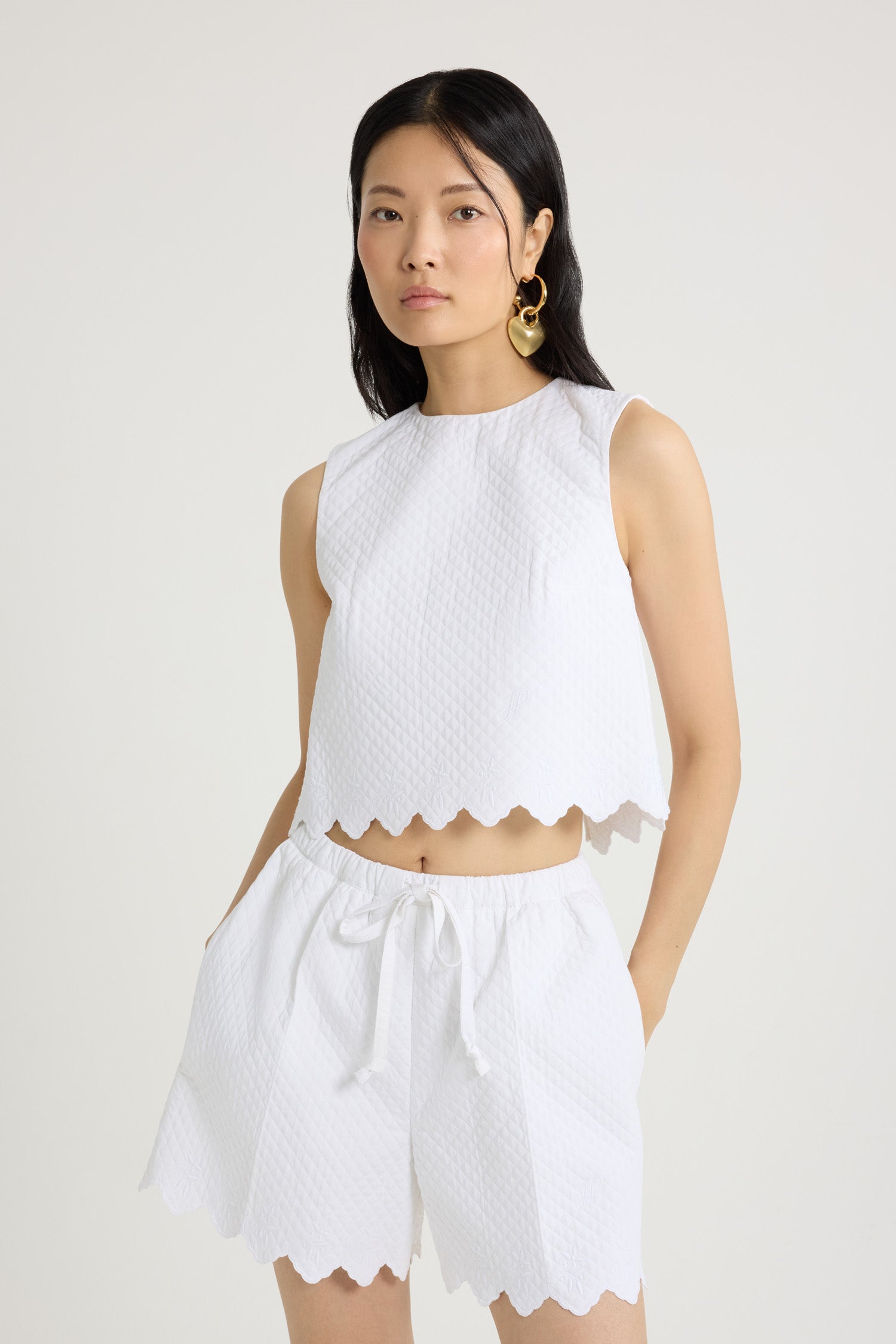 Patou P25TO1600210001W crop top blanc viscose matelassé
