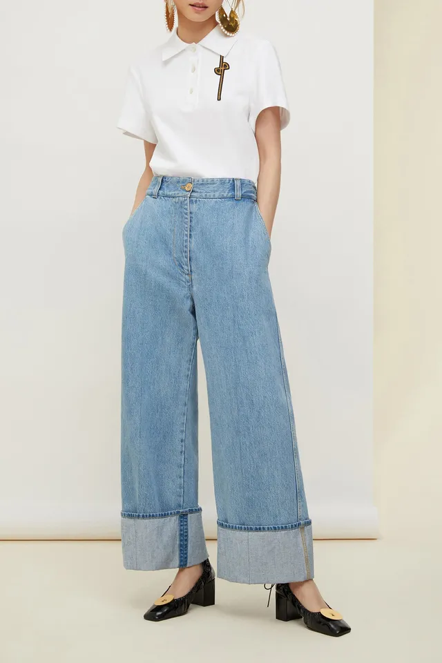 Patou P20TR0030008603D jean droit denim bio Blueberry