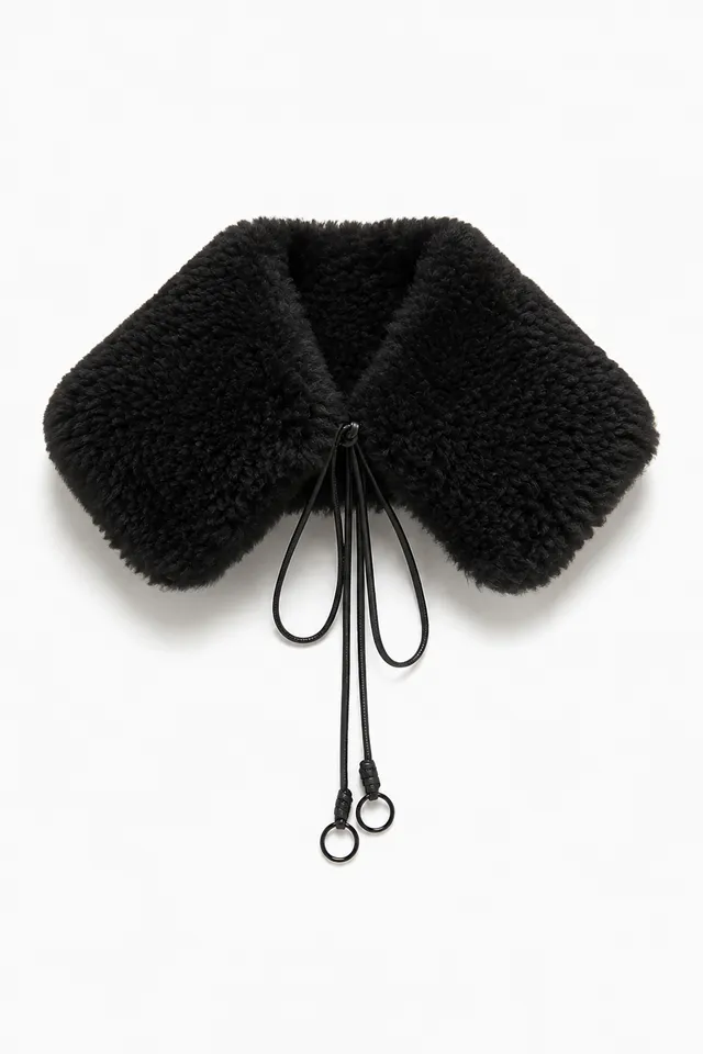 Ulla Johnson Shearling col cuir réversible Noir
