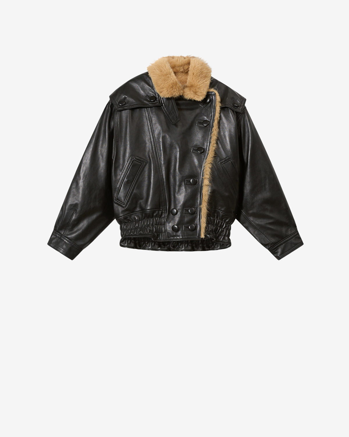 Isabel Marant Valina veste cuir agneau oversize noir