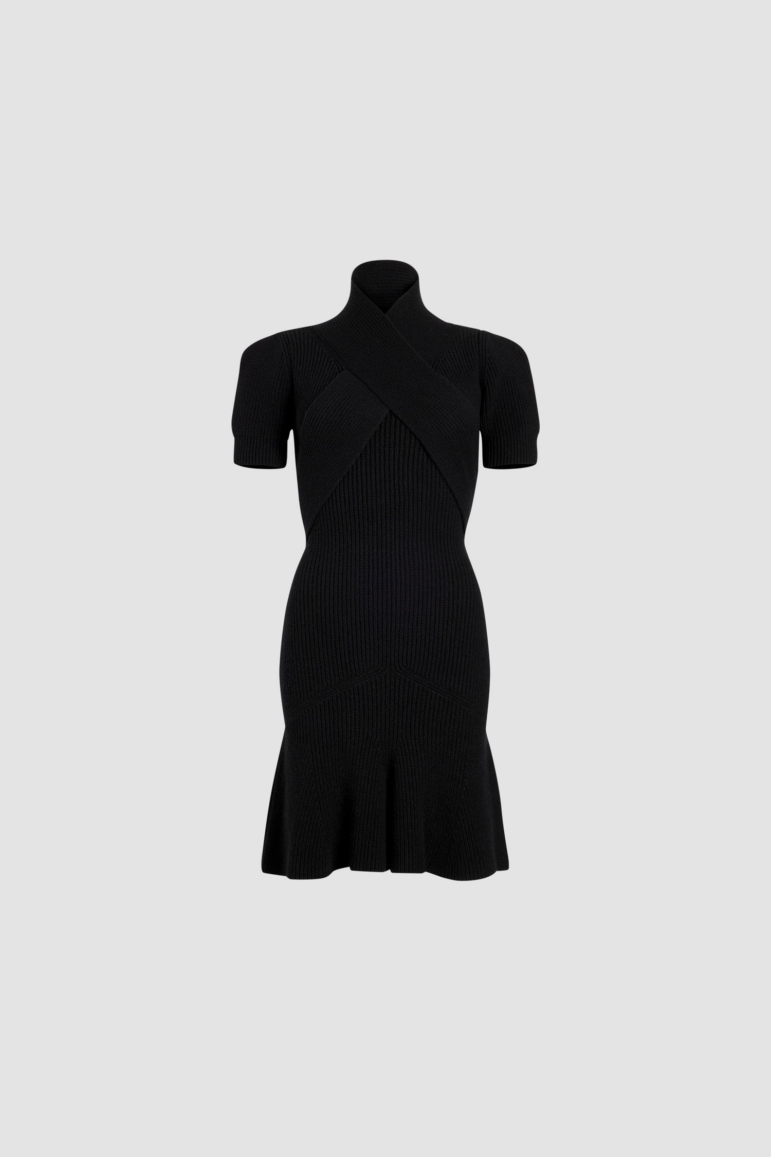 Patou H24KN210 robe cache-cœur noire laine cachemire