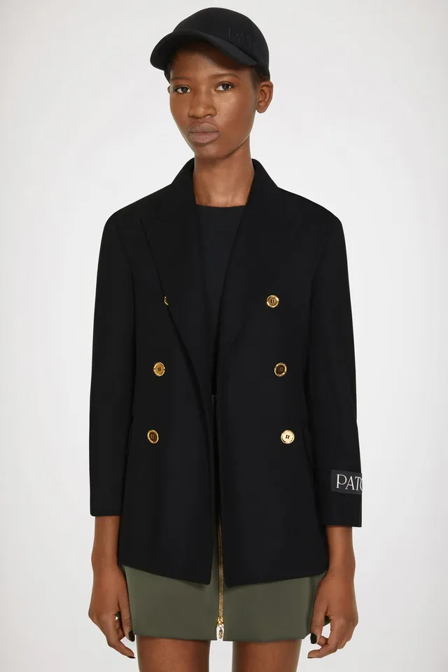 Patou JA027 veste croisée laine cachemire noir 34-44