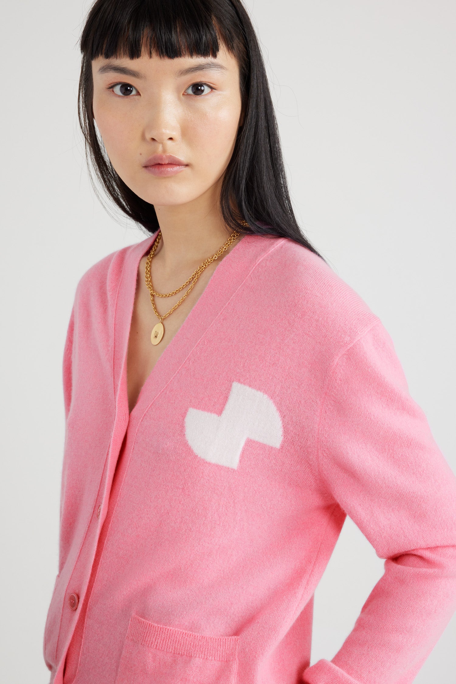 Patou JP KN2188041425P Cardigan laine rosebloom pink