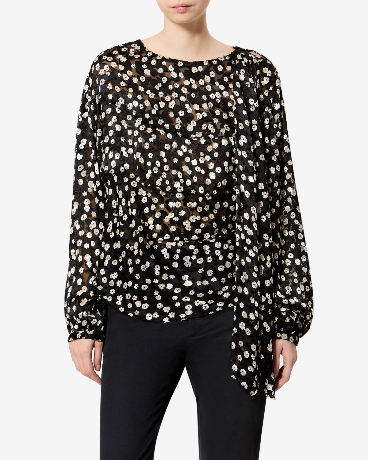 Isabel Marant Firma blouse soie noir et écru 34-44
