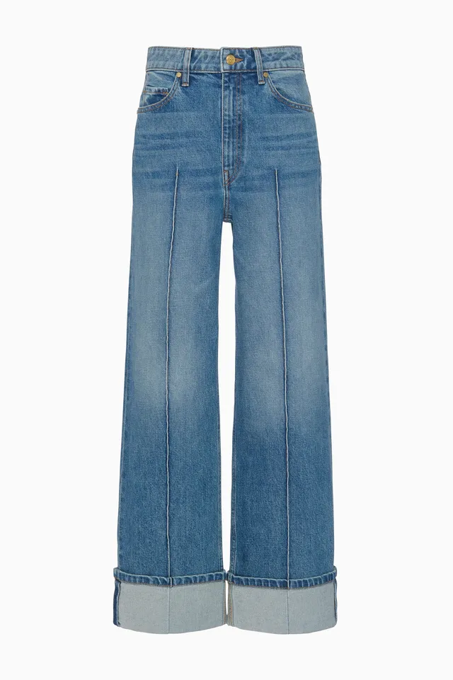 Ulla Johnson Denim Jean Genevieve Stretch Pintuck large bleu Danube