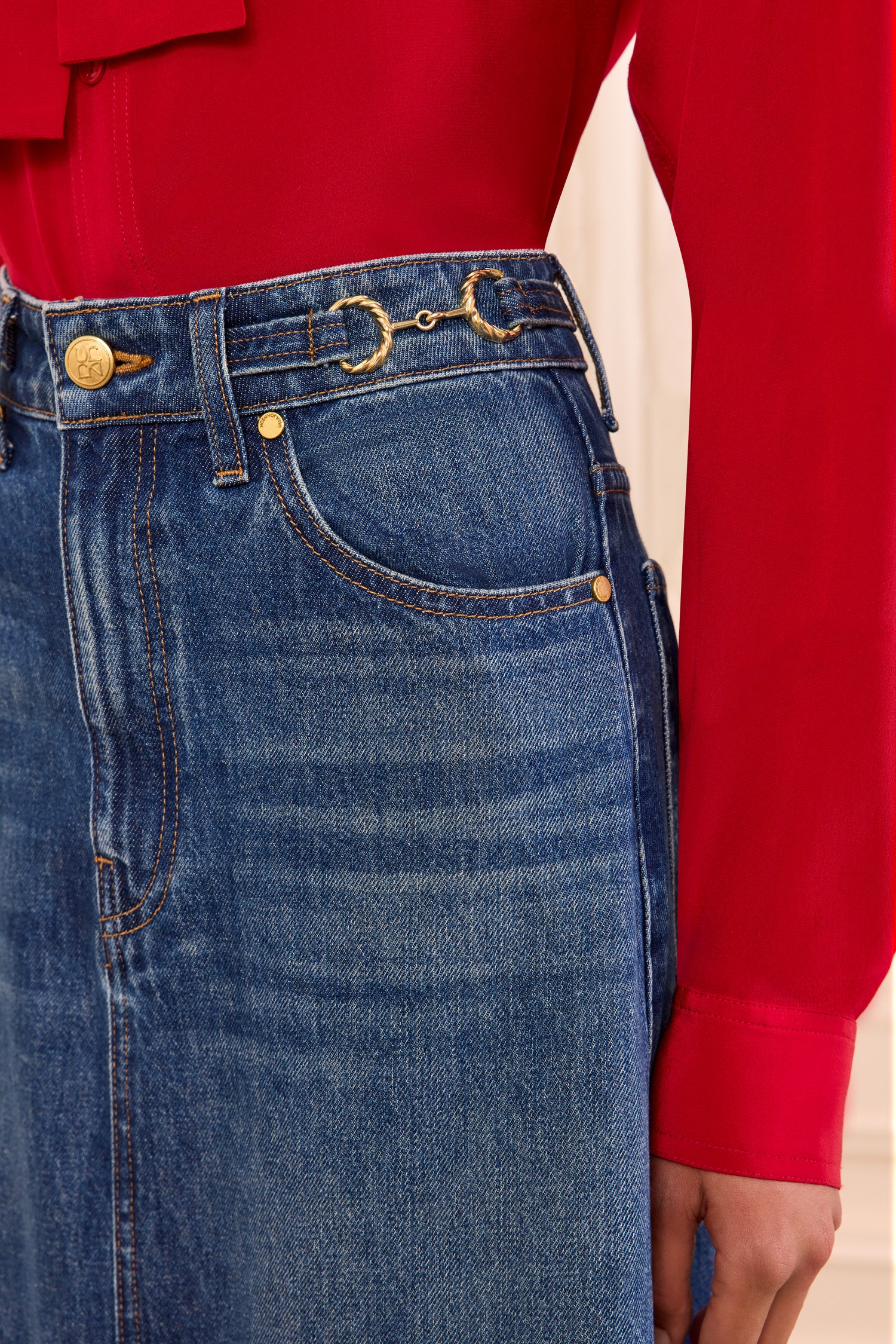 Ulla Johnson Madelyn jupe midi jean Nile coton