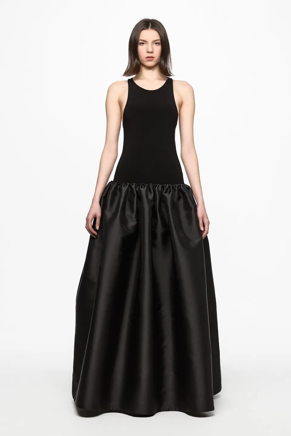 ATU Body Couture robe gown taffetas noir sans manches taille S