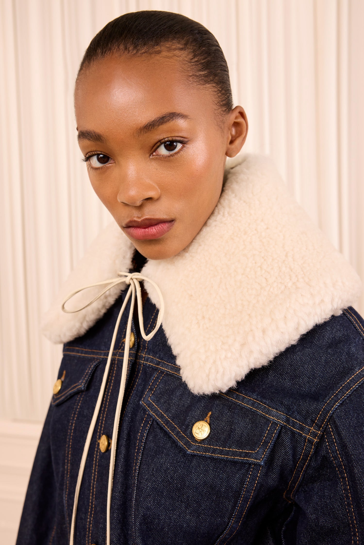 Ulla Johnson Shearling Collar col Pearl cuir réversible