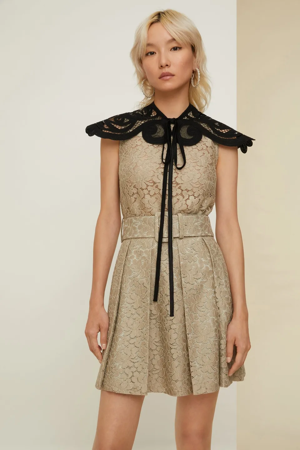 Patou DR089 robe dentelle éco Parchment 34-42 plissée