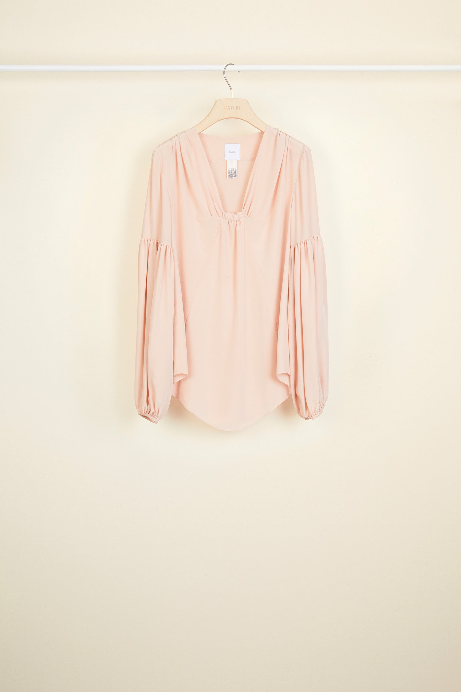Patou Silk blouse Bishop sleeves beige doré soie 34-44
