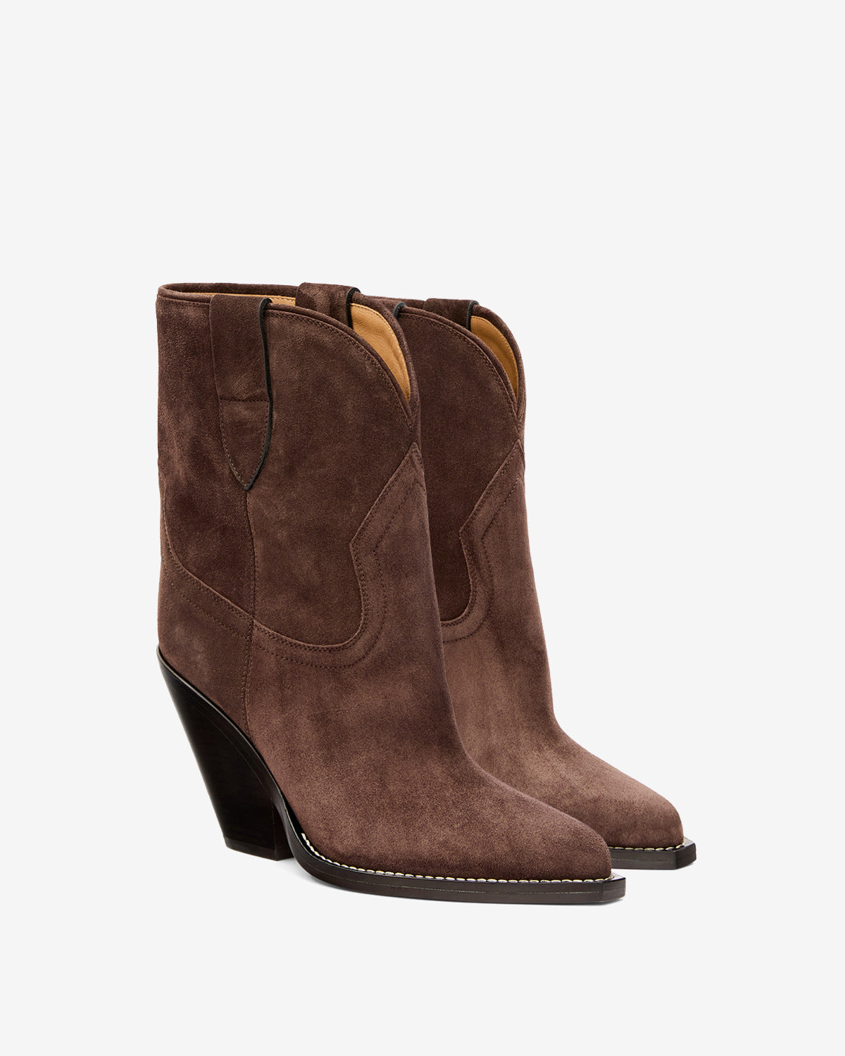 Isabel Marant Leyane bottes santiag cuir chocolat 9cm