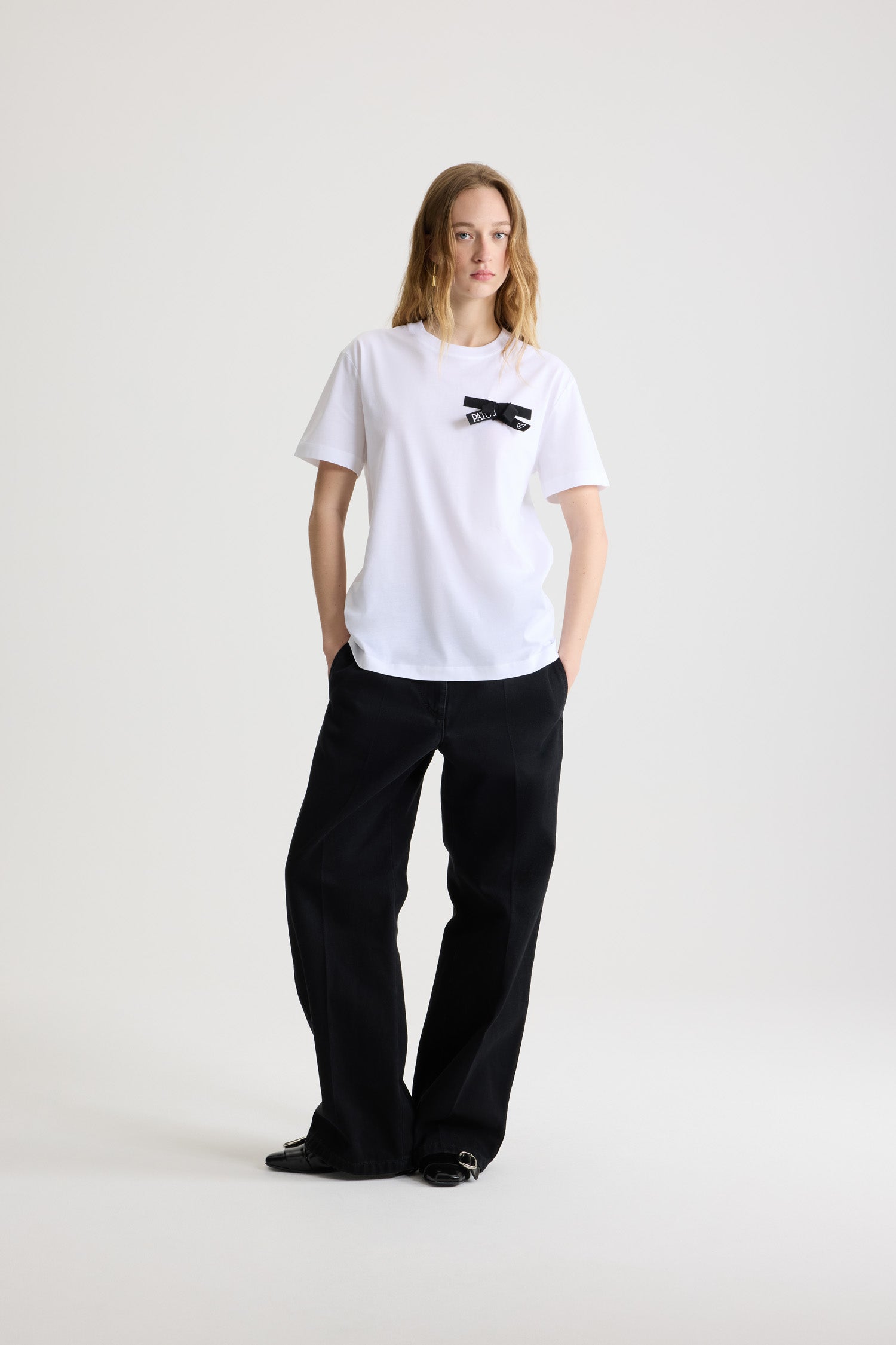 Patou JE185 t-shirt noir coton bio nœud XS-XL