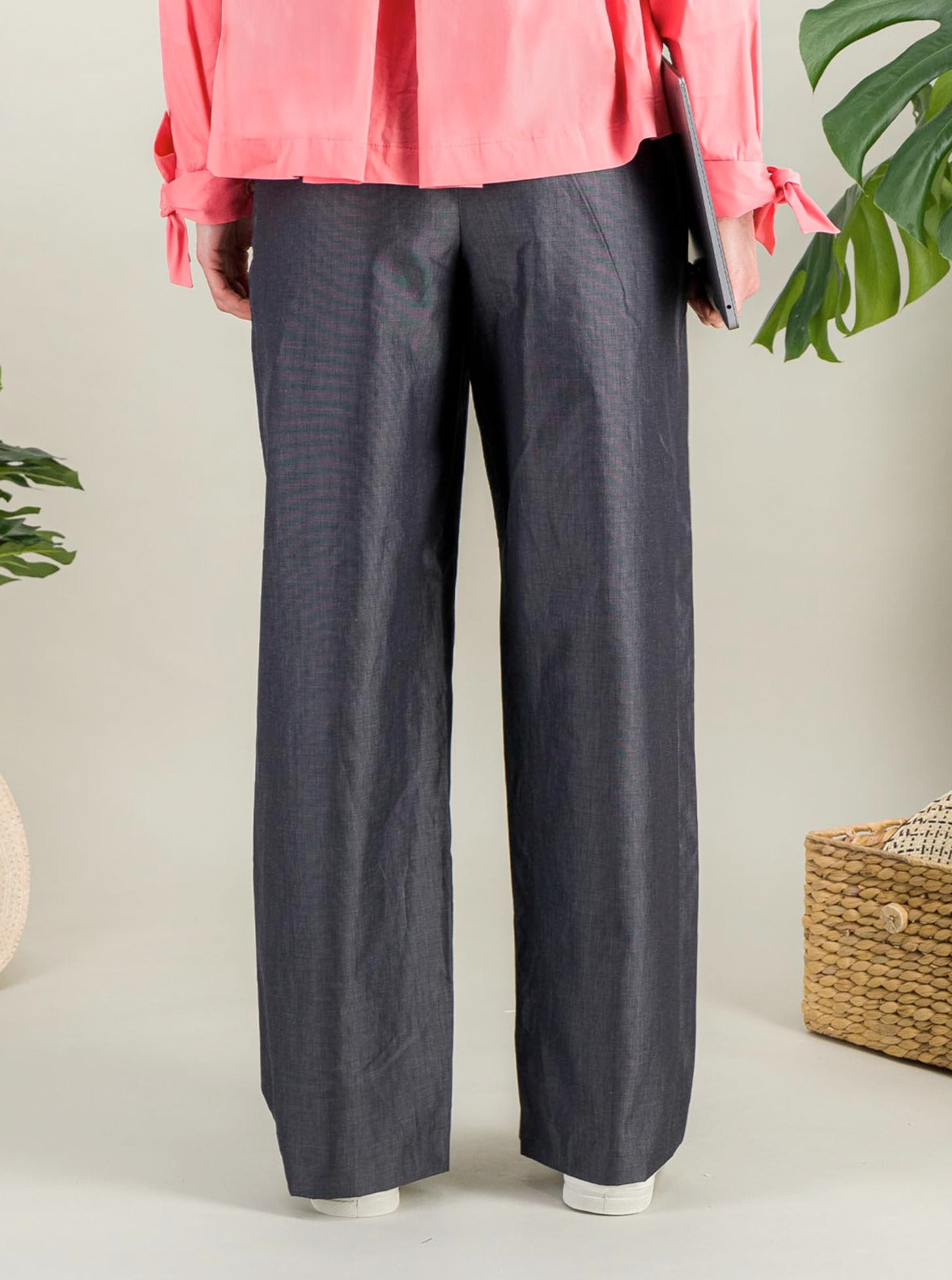 Anahide Saint André Milo pantalon large gris coton lin