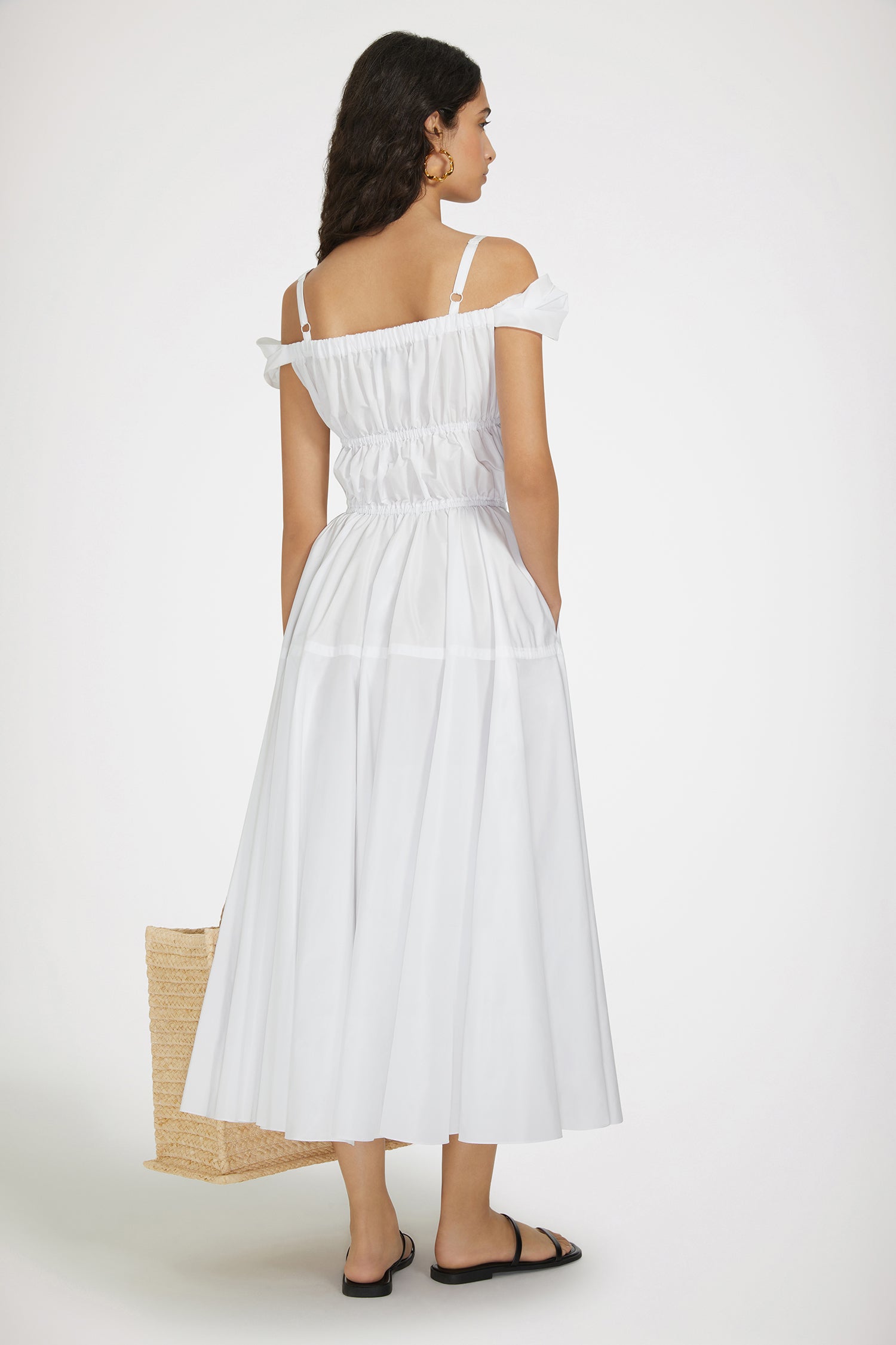 Patou P24DR133 robe midi blanche faille recyclée