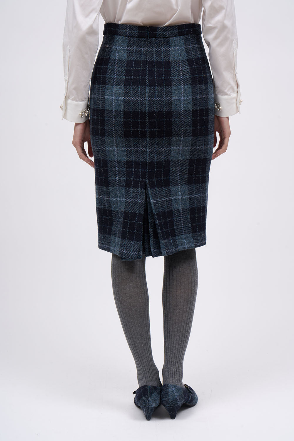Paul & Joe Daria jupe crayon laine carreaux Harris Tweed