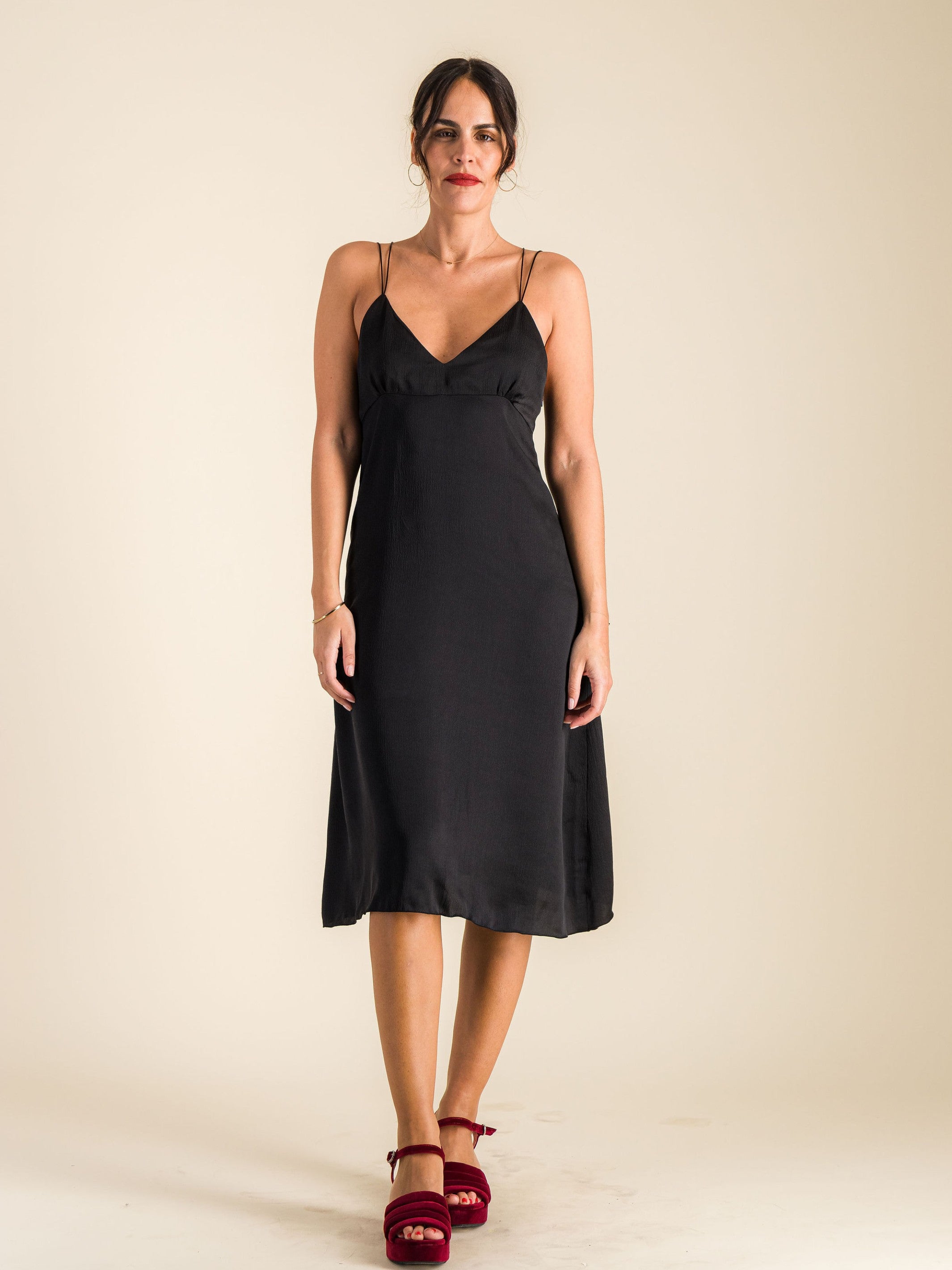 Anahide Saint André Tara robe lingerie noire crêpe de soie