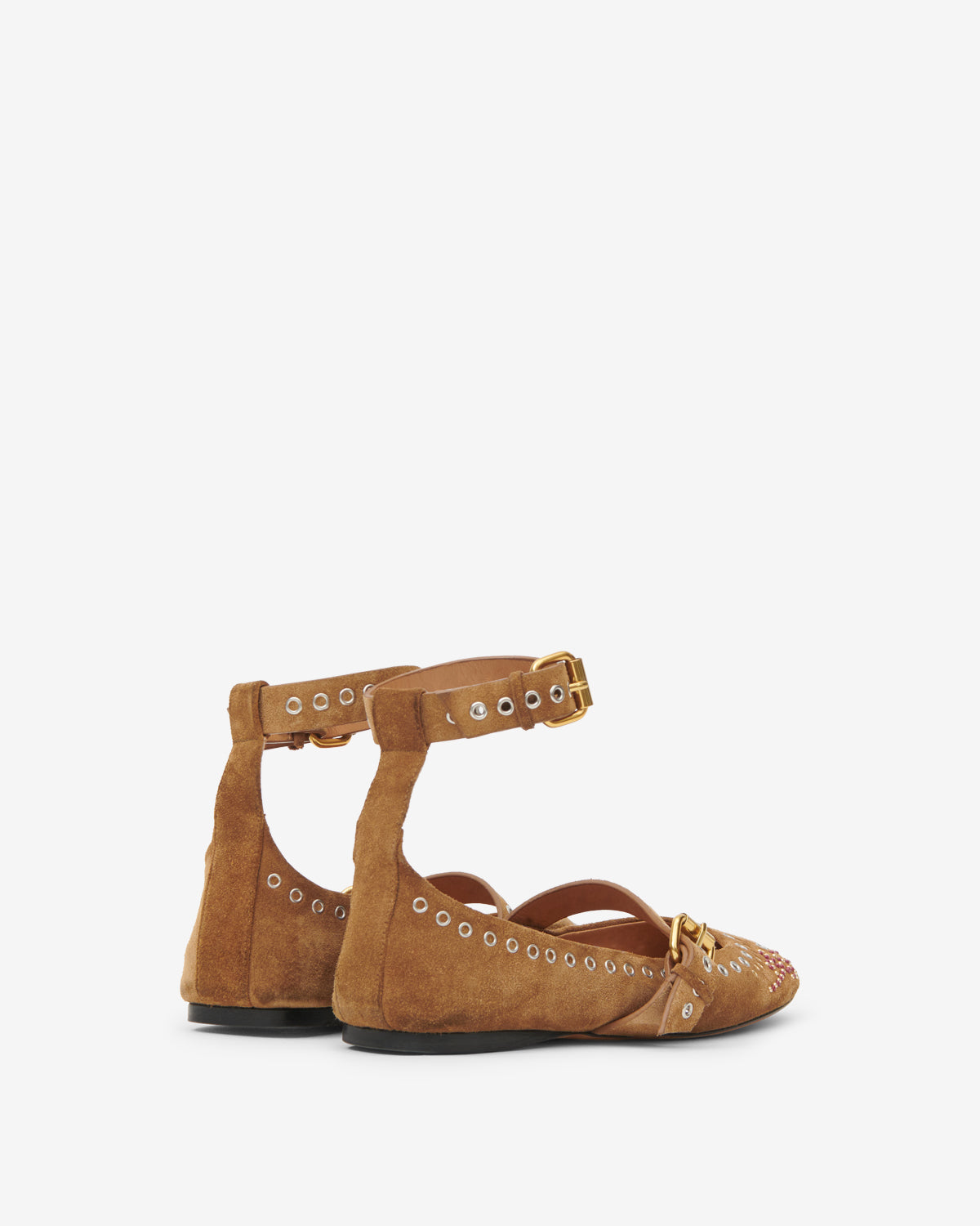 Isabel Marant Ylza ballerines cuir cognac cloutées